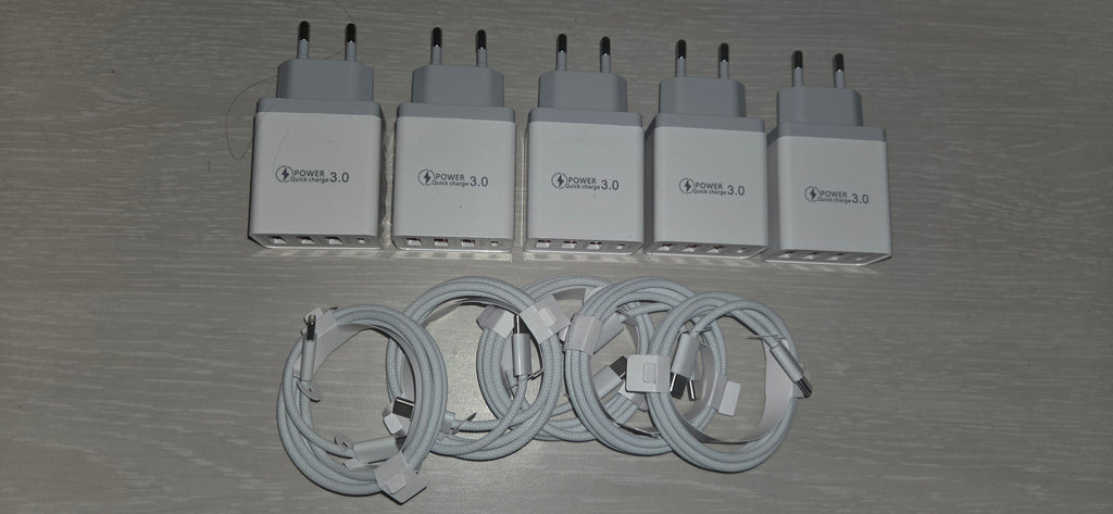 Lotto Stock 5x Caricabatteria 48W + 5x Cavo USB
