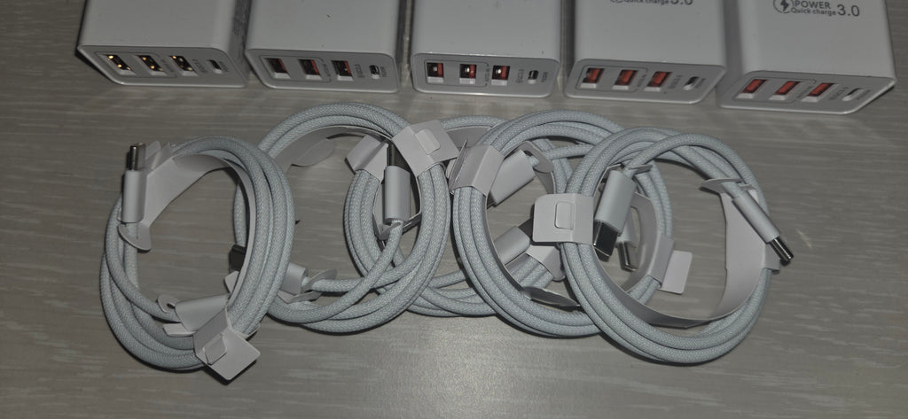 Lotto Stock 5x Caricabatteria 48W + 5x Cavo USB