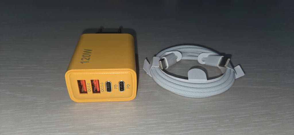 Kit Caricabatterie 120W 4 Porte USB Type-A/C Spina EU + Cavo USB Type-C > Lighting Grado A++