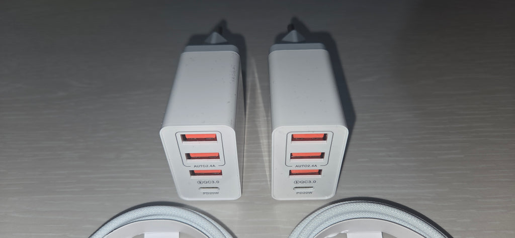 2x Kit Caricabatterie 48W 4 Porte USB Type-A/C + 2x Cavo USB Type-C > Type-C