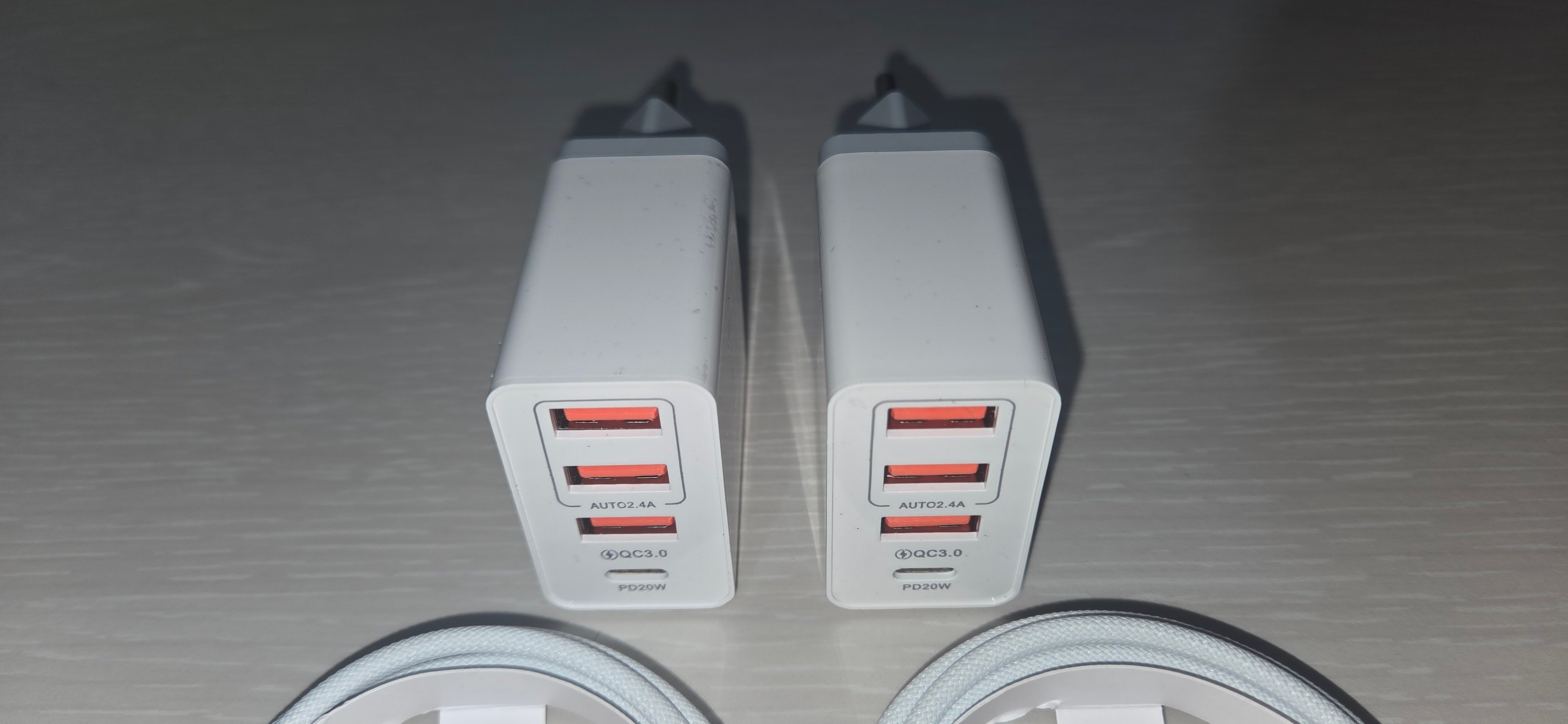 2x Kit Caricabatterie 48W 4 Porte USB Type-A/C + 2x Cavo USB Type-C > Type-C
