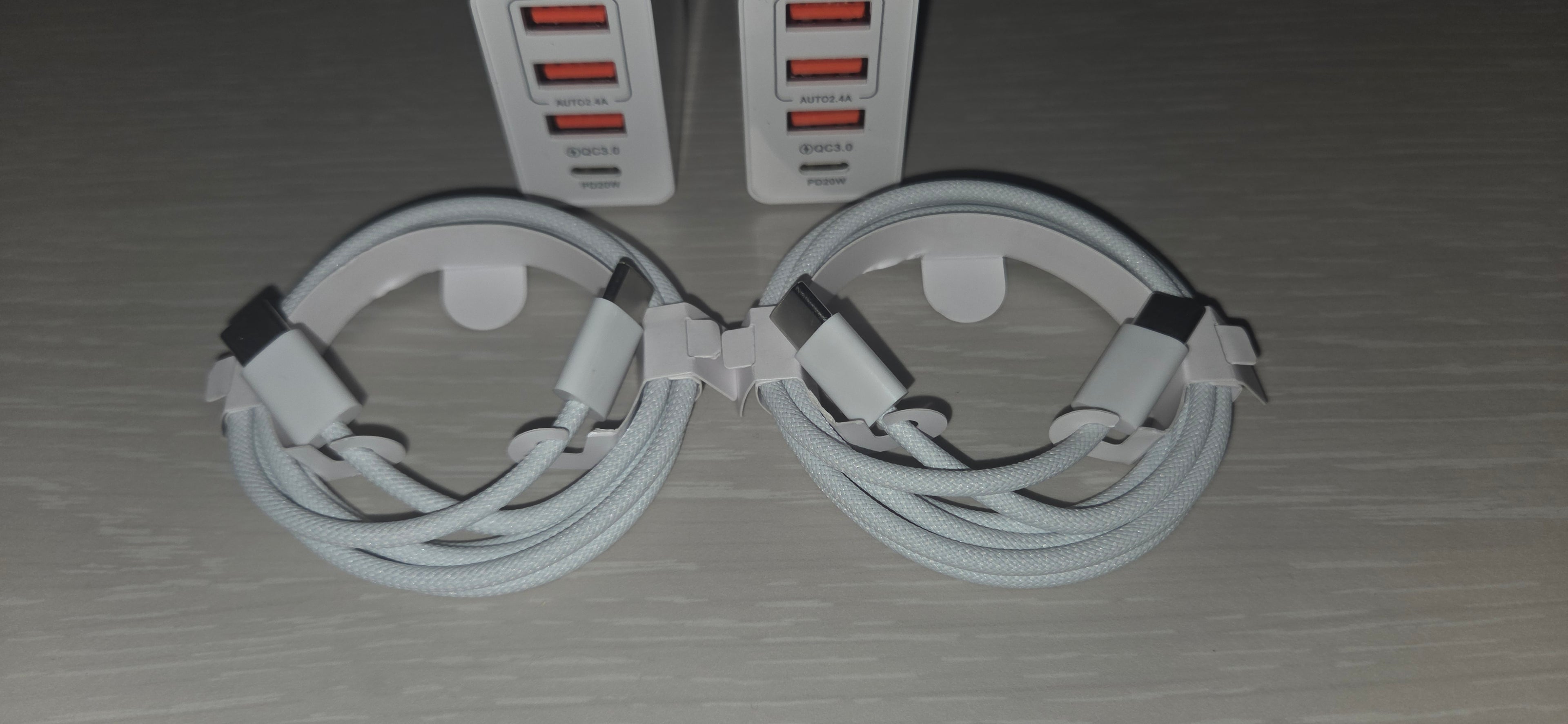 2x Kit Caricabatterie 48W 4 Porte USB Type-A/C + 2x Cavo USB Type-C > Type-C