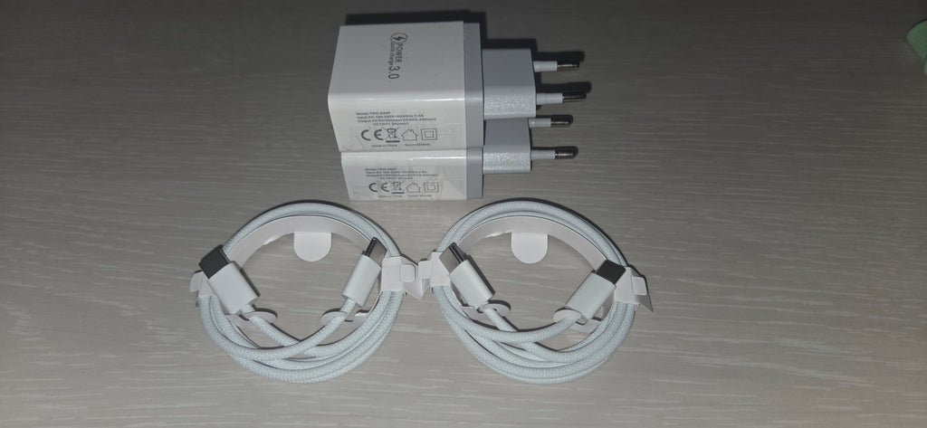 2x Kit Caricabatterie 48W 4 Porte USB Type-A/C + 2x Cavo USB Type-C > Type-C